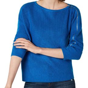 Bar III Womens Blue Zippered Sweater Size M