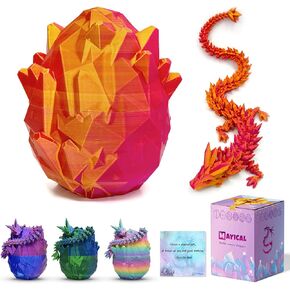 12" 3D Printed Dragon Egg Set with Gift Box & Card, Easter Eggs Mythical Dragon Eggs with Dragon Inside, Mystery Dragon, 3D Dragon Fidget for Birthday Gift, New Year Gift, Party Favours(Bluegreen)