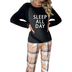 Women's Pajama Sets Long Sleeve Crew neck Top and Pants Soft Pjs Lounge Sets 2 Piece