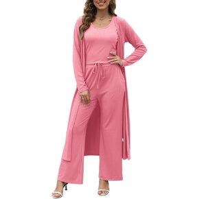 HANMAX Womens 3 Piece Outfits Lounge Sets Ribbed Knit Matching Loungewear Set