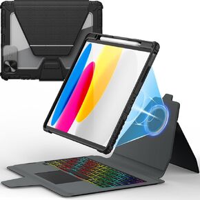 Nillkin For iPad Pro 13 Inch Magic Keyboard Case(2024, M4), iPad Pro 13 Keyboard Case with Stand-Slide Camera Cover-7 Color Backlit Keyboard Case with Pencil Holder & Touchpad, Removable Magnetic Case