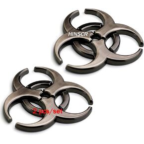 3D Metal Biochemical Badge car Protection Umbrella Modification 3D Decal Emblem for Car Motorcycle (Grey)