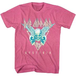 Def Leppard Hysteria '87 Three Skulls Adult Pink Heather Short Sleeve T Shirt 80s Rock Music Graphic Tees in Kuwait