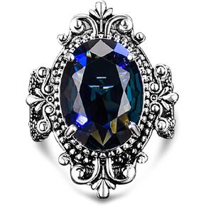 HAIXIAN Luxurious Silver Womens Purple Square Cubic Zirconias Amethyst sapphire Ring,Exaggeration Cocktail Party Punk Biker Ring,Full Finger Wide Dome Chunky Stone Ring Jewelry for Women