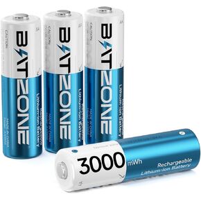 Rechargeable aa Batteries Lithium 8 Pack with Fast Charger,1.5V 3000mWh High Capacity aa Lithium Batteries,Constant Output Li-ion Double a Batteries Cycle Times up to 1600x