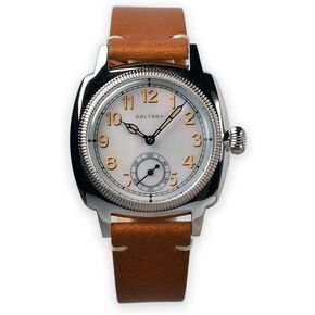 Vintage Mens Dress Watches, 1926s Cushion Leather Watch for Men with 316L Stainless Steel Case