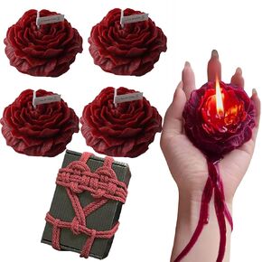 107.6°F 4 Pcs Low Temperature Candles Red Peony Flower Shaped Scented Candles Adult Low Heat Body Safe Candles Wax Play for Couples Date Night