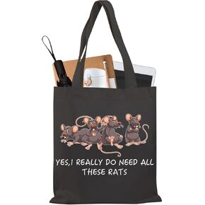 BDPWSS Rat Tote Bag For Rat Keeper Lover Gift Cute Rat Mom Gift Yes I Really Do Need All These Rats Canvas Handbag