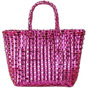 YYW Woven Bag for Women, Shiny Leather Tote Bag, Small Basket Handbag Women Clutch Purse