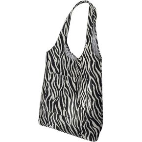 WDIRARA Women's Zebra Striped Tote Handbag Double Handle Shopper Bag No Closure Large Shoulder Bags
