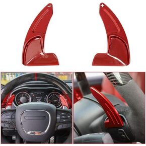 Voodonala for Challenger Steering Wheel Shift Paddle Cover Extended Shifter Trim for Dodge Challenger 2015 2016 2017 2018 2019 (Aluminum Alloy Red)