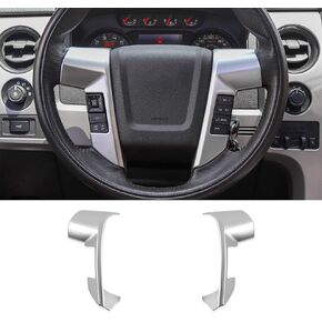 Car Steering Wheel Trim Cover Frame Interior Accessories for 2009-2014 Ford F150 SVT Raptor (Silver)
