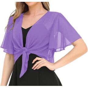Women's Solid Puff Sleeve Kimono Short Cardigan Loose Cover Up Casual Blouse Top Chiffon