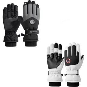 Waterproof Ski Snow Gloves for Men Women & Youth Windproof Winter Warm Gloves for Skiing, Snowboarding, Snowmobile, Ice Scraping, Touch Screen Hand Warming Gloves Cold Weather Ski Trip Essentials