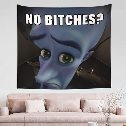 apojdsn مضحك ميمي نسيج megamind لا bit-ches الجدار شنقا الفن لغرفة النوم غرفة المعيشة كلية النوم حزب خلفية الديكور المنزل 60x51in in Kuwait