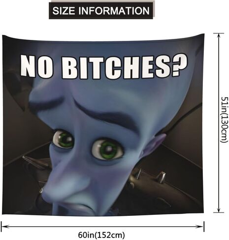 apojdsn مضحك ميمي نسيج megamind لا bit-ches الجدار شنقا الفن لغرفة النوم غرفة المعيشة كلية النوم حزب خلفية الديكور المنزل 60x51in in Kuwait