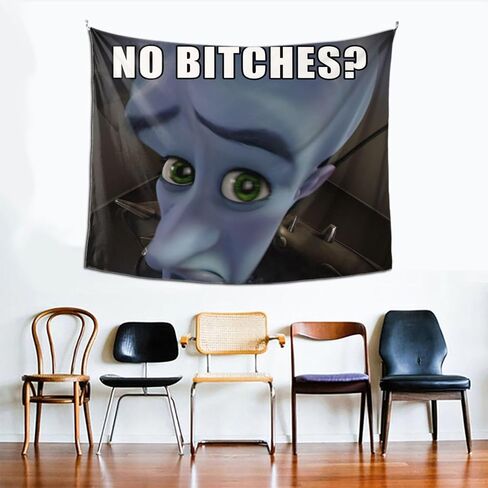 apojdsn مضحك ميمي نسيج megamind لا bit-ches الجدار شنقا الفن لغرفة النوم غرفة المعيشة كلية النوم حزب خلفية الديكور المنزل 60x51in in Kuwait