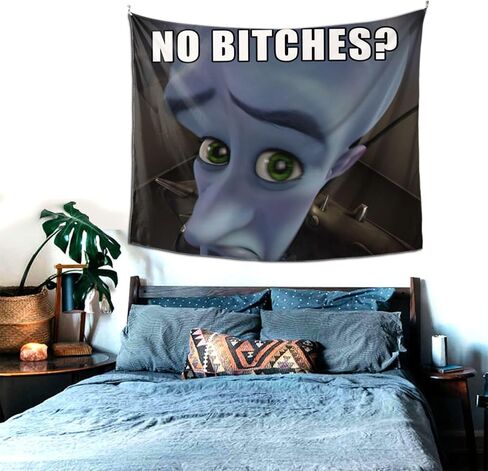 apojdsn مضحك ميمي نسيج megamind لا bit-ches الجدار شنقا الفن لغرفة النوم غرفة المعيشة كلية النوم حزب خلفية الديكور المنزل 60x51in in Kuwait