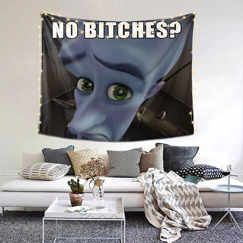 apojdsn مضحك ميمي نسيج megamind لا bit-ches الجدار شنقا الفن لغرفة النوم غرفة المعيشة كلية النوم حزب خلفية الديكور المنزل 60x51in in Kuwait