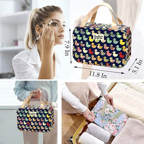 Large Makeup Bag Toiletry Bag for Women Make Up Bag Cosmetic Bag Toiletries Bag Brush Bags for Traveling (Navy Duck) in Kuwait