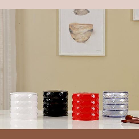 صندوق مجوهرات صغير منظم حامل أقراط شفاف للنساء صندوق تخزين مجوهرات قابل للدوران مع غطاء، منظم حقيبة مجوهرات للسفر من 4 طبقات للأساور والخواتم والأقراط in Kuwait