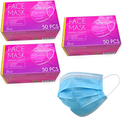 Karlash Disposable Face Mask, Pack of 50 Blue Mask (Pack of 1) in Saudi Arabia
