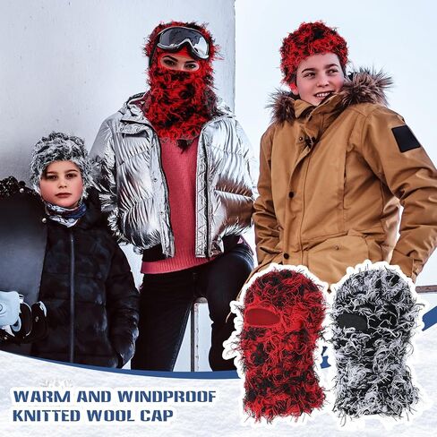 Distressed Balaclava Trending Ski Masks Full Face Knitted Fuzzy Ski Mask Proof Winter One Size Shiesty Mask Warmer for Men/Women in Saudi Arabia