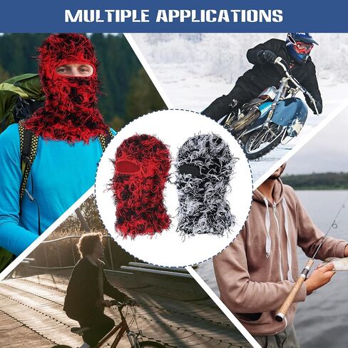 Distressed Balaclava Trending Ski Masks Full Face Knitted Fuzzy Ski Mask Proof Winter One Size Shiesty Mask Warmer for Men/Women in Saudi Arabia