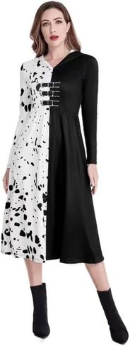 ICEYOU Cruella Devil Costume Women Dress Cosplay Outfit for Halloween in Kuwait