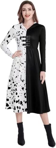 ICEYOU Cruella Devil Costume Women Dress Cosplay Outfit for Halloween in Kuwait