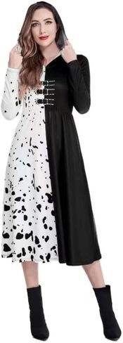 ICEYOU Cruella Devil Costume Women Dress Cosplay Outfit for Halloween in Kuwait