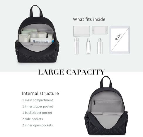 حقيبة ظهر صغيرة من ECOSUSI للنساء مصنوعة من الجلد حقيبة ظهر صغيرة للسيدات حقيبة كتب بوم لطيفة حقيبة كتف للسفر مع شرابة ساحرة باللون الأسود in Kuwait