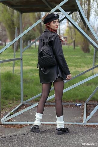 حقيبة ظهر صغيرة من ECOSUSI للنساء مصنوعة من الجلد حقيبة ظهر صغيرة للسيدات حقيبة كتب بوم لطيفة حقيبة كتف للسفر مع شرابة ساحرة باللون الأسود in Kuwait