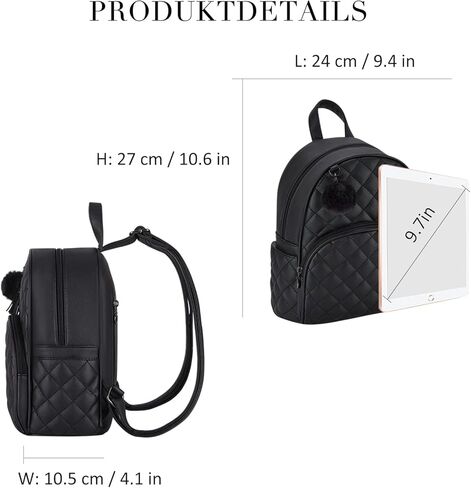 حقيبة ظهر صغيرة من ECOSUSI للنساء مصنوعة من الجلد حقيبة ظهر صغيرة للسيدات حقيبة كتب بوم لطيفة حقيبة كتف للسفر مع شرابة ساحرة باللون الأسود in Kuwait