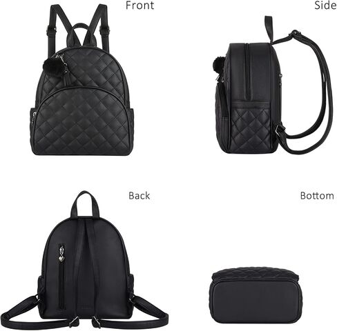 حقيبة ظهر صغيرة من ECOSUSI للنساء مصنوعة من الجلد حقيبة ظهر صغيرة للسيدات حقيبة كتب بوم لطيفة حقيبة كتف للسفر مع شرابة ساحرة باللون الأسود in Kuwait