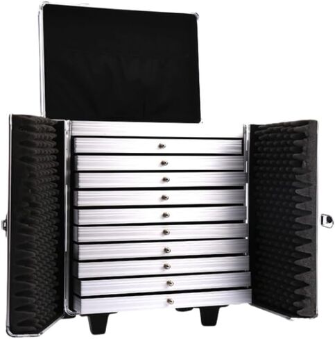 Rolling Jewelry Trolley Case with Drawers Sturdy Case for Travel and Vendor Showes Jewels Sets Display Organizer (Black 2) in Kuwait