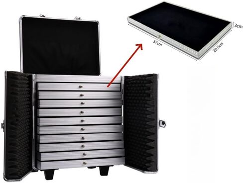 Rolling Jewelry Trolley Case with Drawers Sturdy Case for Travel and Vendor Showes Jewels Sets Display Organizer (Black 2) in Kuwait