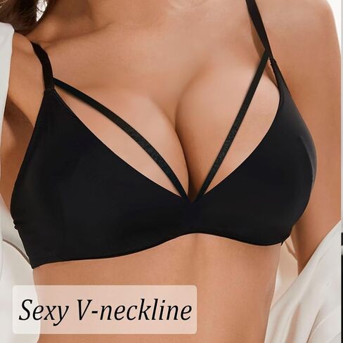 حمالة صدر للنساء بدون خياطة غير مبطنة ورقبة على شكل حرف V حمالة صدر مثلثة لاسلكية in Kuwait