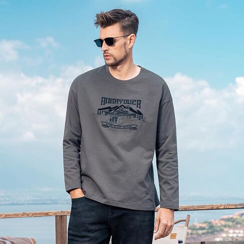 Heavy Duty Long Sleeved T-Shirt Men's Autumn Trendy Brand American Letter Printed Smooth T-Shirt in Saudi Arabia
