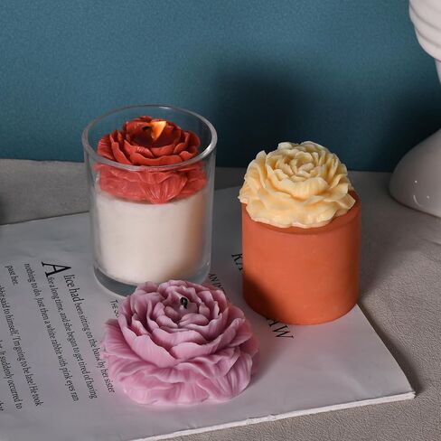 HOMYCOCO 8PCS Flower Silicone Molds Resin Candle Mold Set, 3D Bloom Rose Peony Fondant Mold for Chocolate Cake Decor Soap Candle Making Kit, Resin Mold for Epoxy Casting Polymer Clay Craft Gift in Kuwait