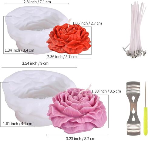 HOMYCOCO 8PCS Flower Silicone Molds Resin Candle Mold Set, 3D Bloom Rose Peony Fondant Mold for Chocolate Cake Decor Soap Candle Making Kit, Resin Mold for Epoxy Casting Polymer Clay Craft Gift in Kuwait