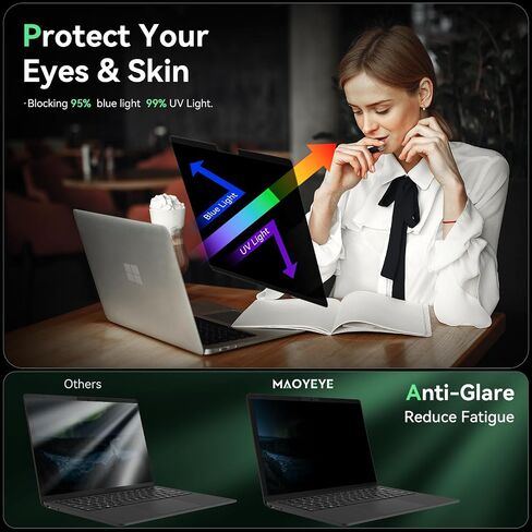 شاشة خصوصية نانو 13.5 بوصة لجهاز Microsoft Surface Laptop 6/5/4/3/2/1، طبقة قابلة للإزالة مضادة للتجسس، واقي أمان أسود، واقي شاشة غير لامع مضاد للوهج باللون الأزرق in Saudi Arabia