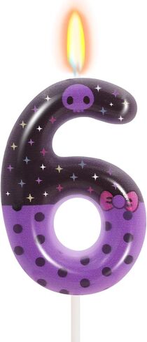 Purple Skull Birthday Candles, Pink Bow Number 6 Birthday Party Supplies, 2.76 inch Cake Topper Decorations, Birthday Decorations (Purple-Number 6) in Saudi Arabia