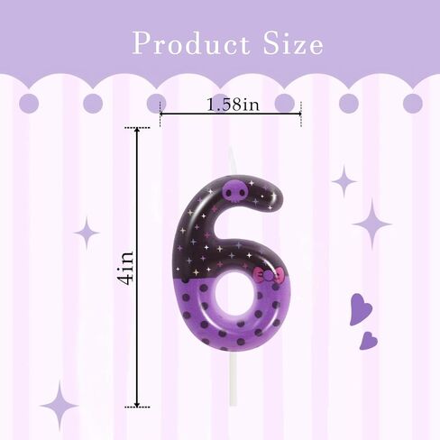 Purple Skull Birthday Candles, Pink Bow Number 6 Birthday Party Supplies, 2.76 inch Cake Topper Decorations, Birthday Decorations (Purple-Number 6) in Saudi Arabia