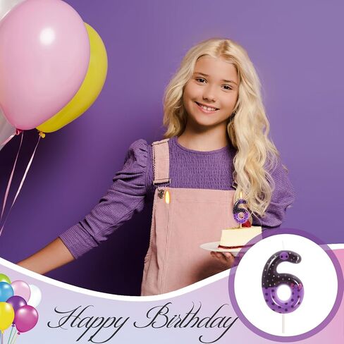 Purple Skull Birthday Candles, Pink Bow Number 6 Birthday Party Supplies, 2.76 inch Cake Topper Decorations, Birthday Decorations (Purple-Number 6) in Saudi Arabia