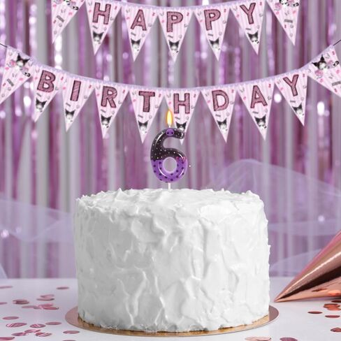Purple Skull Birthday Candles, Pink Bow Number 6 Birthday Party Supplies, 2.76 inch Cake Topper Decorations, Birthday Decorations (Purple-Number 6) in Saudi Arabia