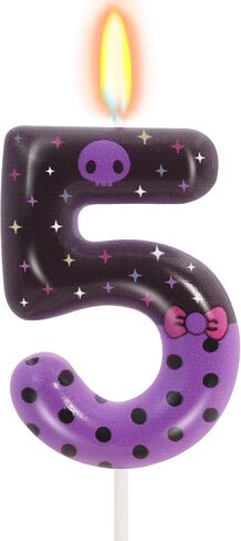 Purple Skull Birthday Candles, Pink Bow Number 6 Birthday Party Supplies, 2.76 inch Cake Topper Decorations, Birthday Decorations (Purple-Number 6) in Saudi Arabia