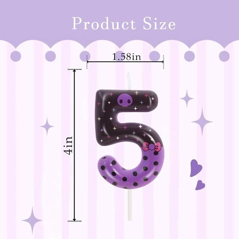 Purple Skull Birthday Candles, Pink Bow Number 6 Birthday Party Supplies, 2.76 inch Cake Topper Decorations, Birthday Decorations (Purple-Number 6) in Saudi Arabia