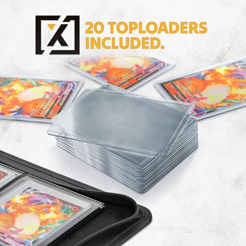 X PRO Toploader Binder | يحمل 252 محمل علوي | 20 محمل علوي متضمن | مجلد تحميل علوي ذو 9 جيوب | جيوب مزدوجة الجوانب بدون حلقات | مجلدات محمل علوي لـ TCG والرياضة | مساحة تخزين ممتازة مع اللودر العلوي in Kuwait