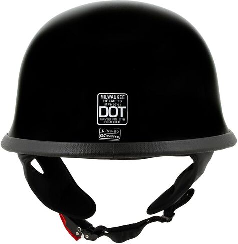 Milwaukee Helmets MPH9741DOT 'Motorrad' DOT German Style Gloss Black Half Face Motorcycle Helmet for Men and Women Biker - Large in Saudi Arabia